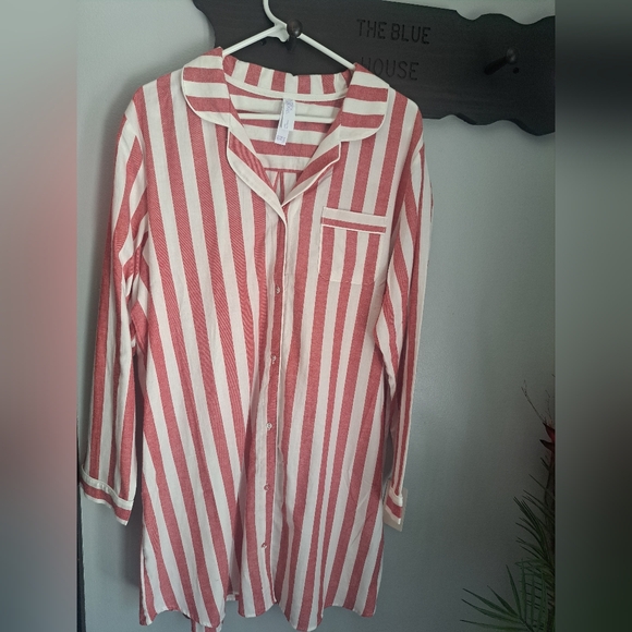 Stars Above Striped Flannel Cotton Sleep Dress #New - Picture 4 of 10